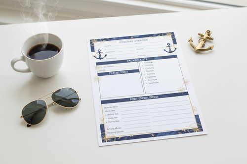 Cruise Command Center Workbook printable worksheet flat lay